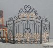 Ornate Fireplace Screen Unique Vintage Spanish Style Black Wrought & Cast Iron ornate