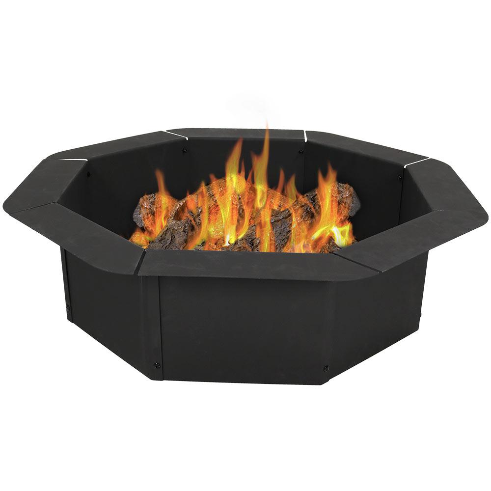 Sunnydaze Decor 30 in Round Steel Wood Burning Fire Pit Kit black sunnydaze decor fire pit kits nb ofprhd37 64 1000