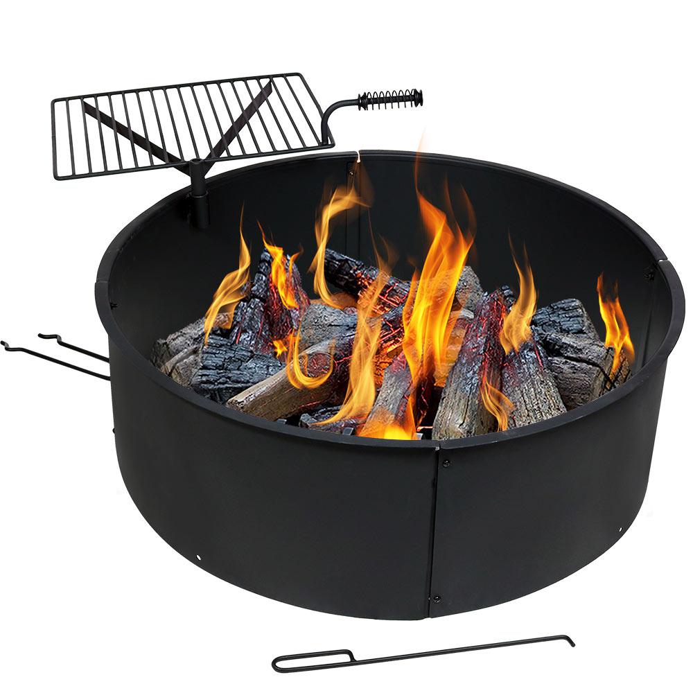 Outdoor Fireplace Kits Home Depot Lovely Sunnydaze Decor 36 In Round Steel Wood Burning Fire Pit Kit with Rotating Cooking Grate