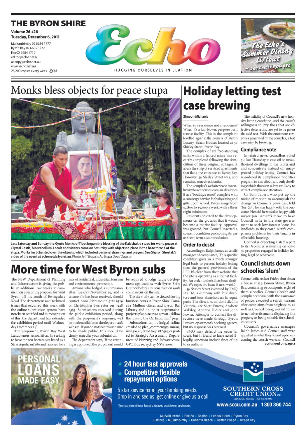 Byron Shire Echo – Issue 26 26 – 06 12 2011 by Echo page 1