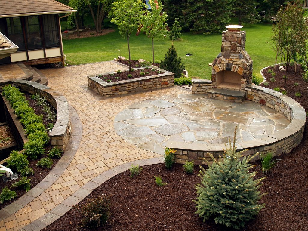 Stone fireplace and NY Bluestone flagstone & paver patio ac0df1dadeaa cdd4631ae40ae