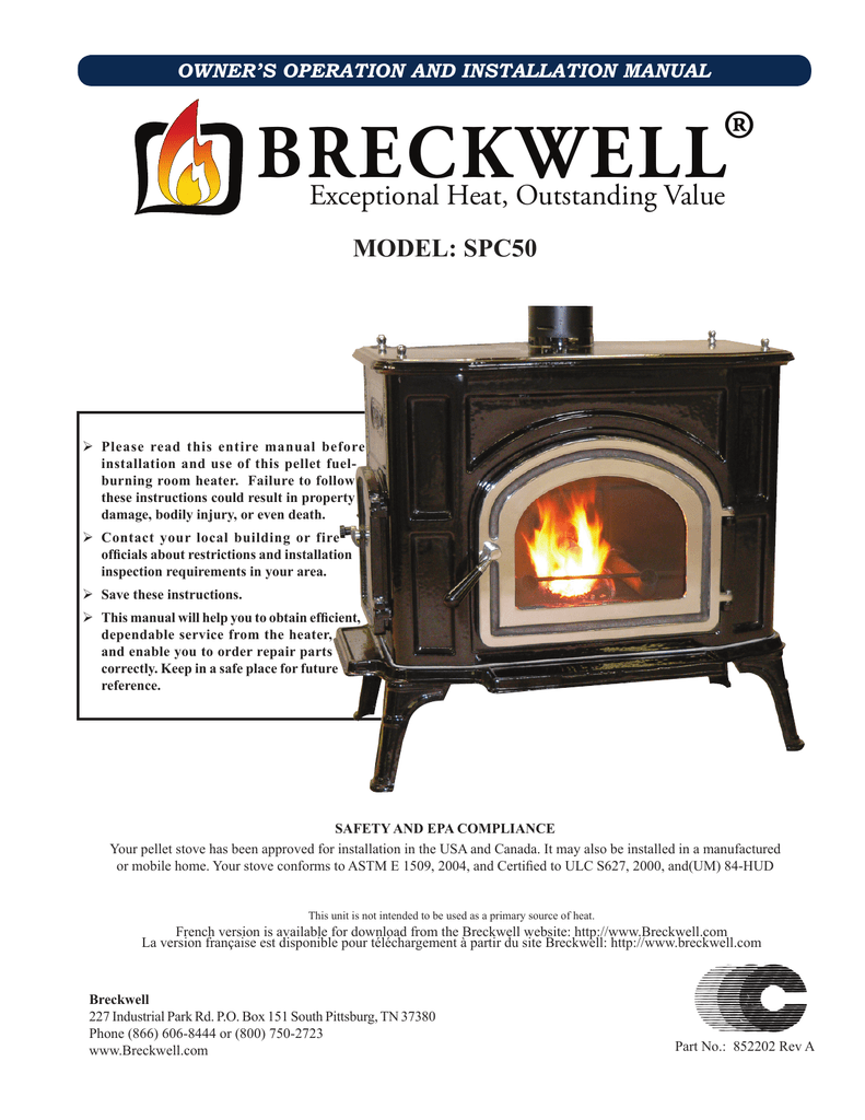 Pellet Burning Fireplace Insert Unique Breckwell Spc50 Installation Manual