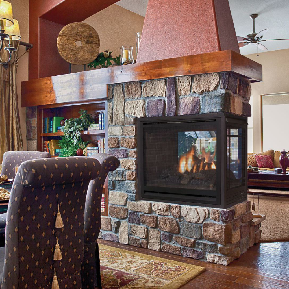 Peninsula Fireplace Beautiful Ldk Created A Faux Wall with Stone and 3 Sided Fireplace In
