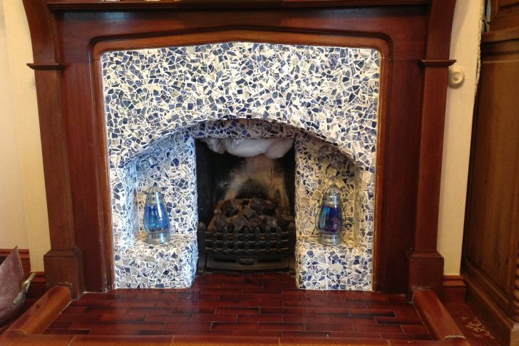 Pewter Fireplace Screen Lovely Fireplace Mosaic Made From Blue and White China Pieces
