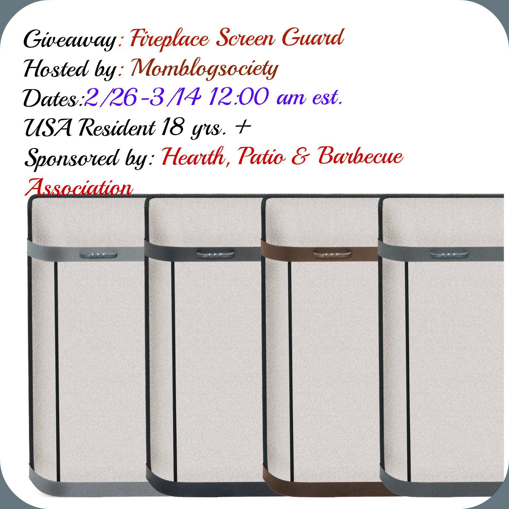Fireplace Screen Guard Giveaway USA only ends 3 14 ac6e6619df5cf89cc6fa5f5595ba371b