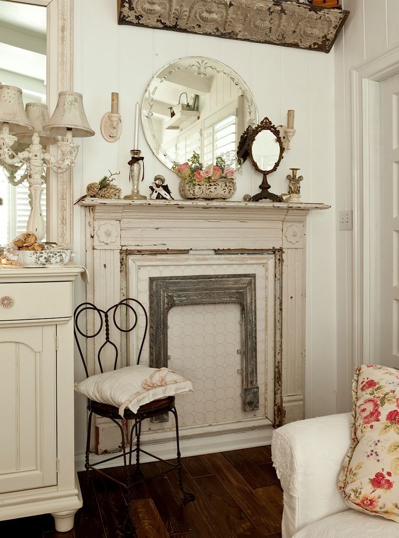 Faux Fireplace Chalk Painted Living Room Chippy Shabby 480da28cf5a6488e29b1fa2401c3dc9e