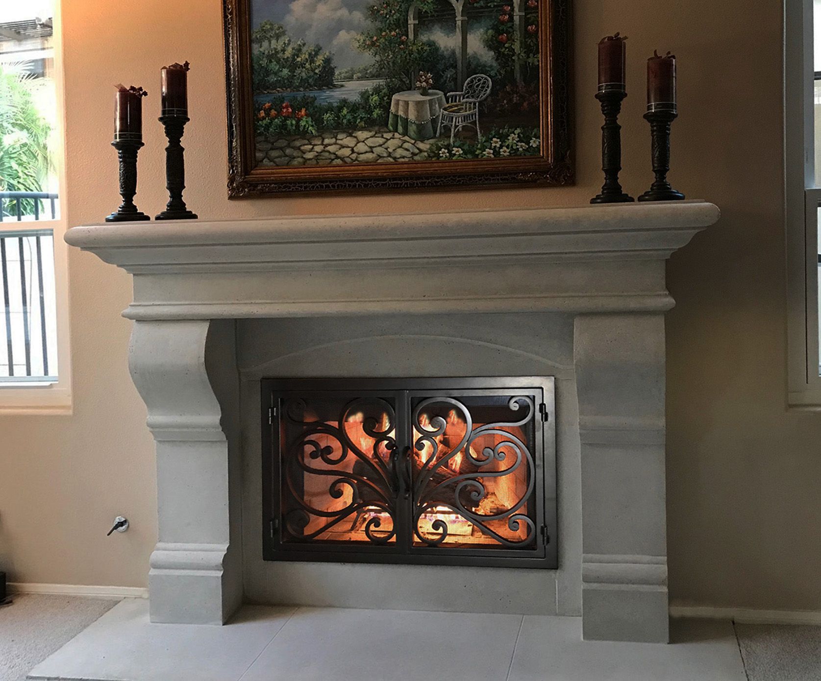 Stunning cast stone mantel from Mantel Depot under $2500 9e1d142e50cbdb4579cdda519cc1f4fd