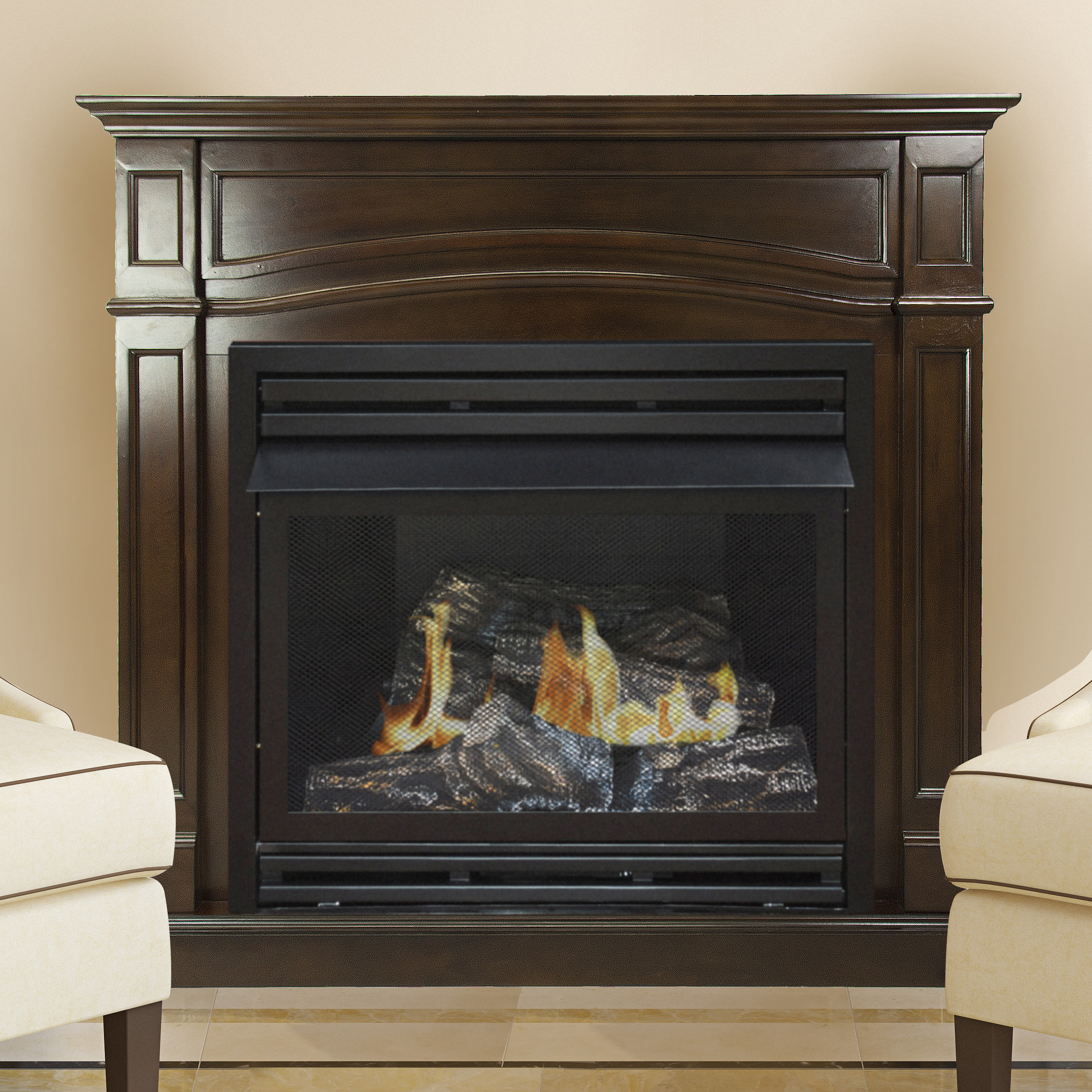 Pleasant Hearth Fireplace Screen Luxury Pleasant Hearth 46 In Natural Gas Full Size Cherry Vent Free Fireplace System 32 000 Btu