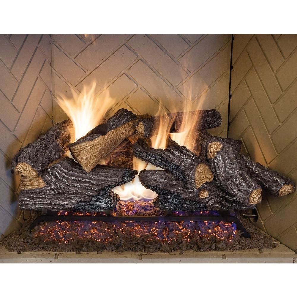 Pleasant Hearth Gas Fireplace Awesome 24 In Split Oak Vented Gas Log Set Dual Burner Realistic