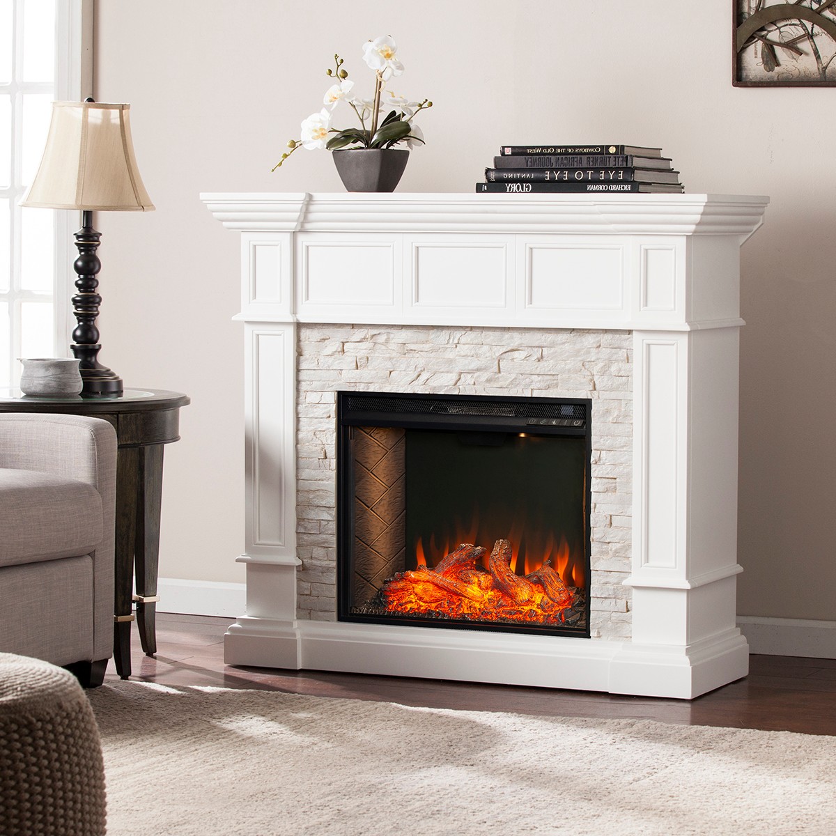 Pleasant Hearth Gas Fireplace Elegant southern Enterprises Merrimack Simulated Stone Convertible Electric Fireplace