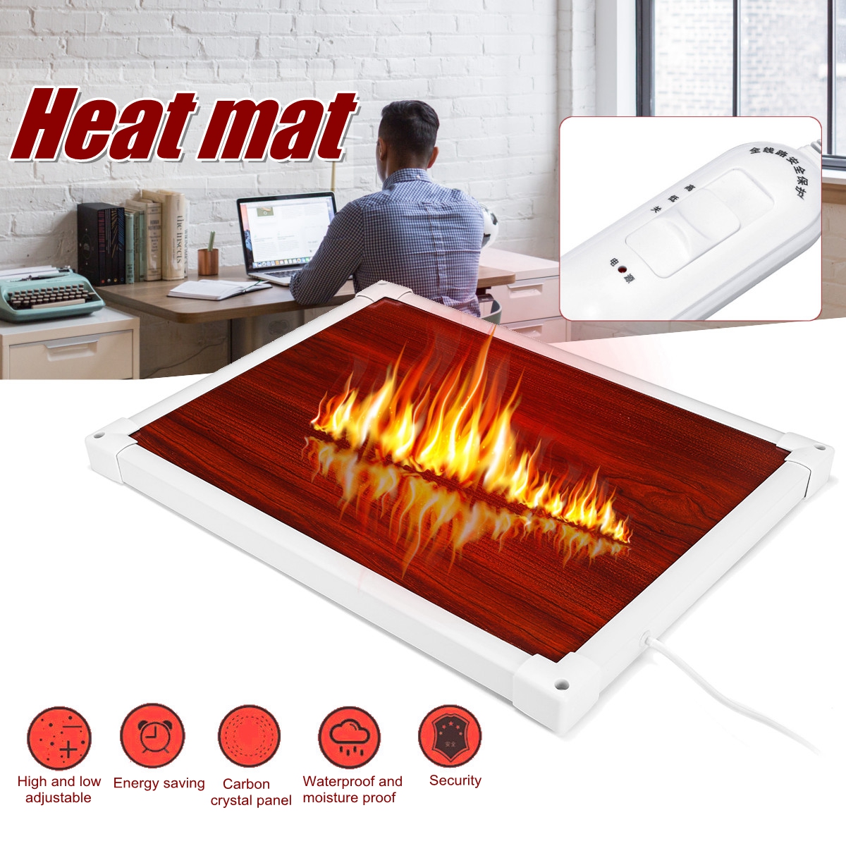 Plug In Fireplace Heater Elegant 220v 100w Electric Foot Heat Mat Heating Carbon Crystal Foot Warmer Heater