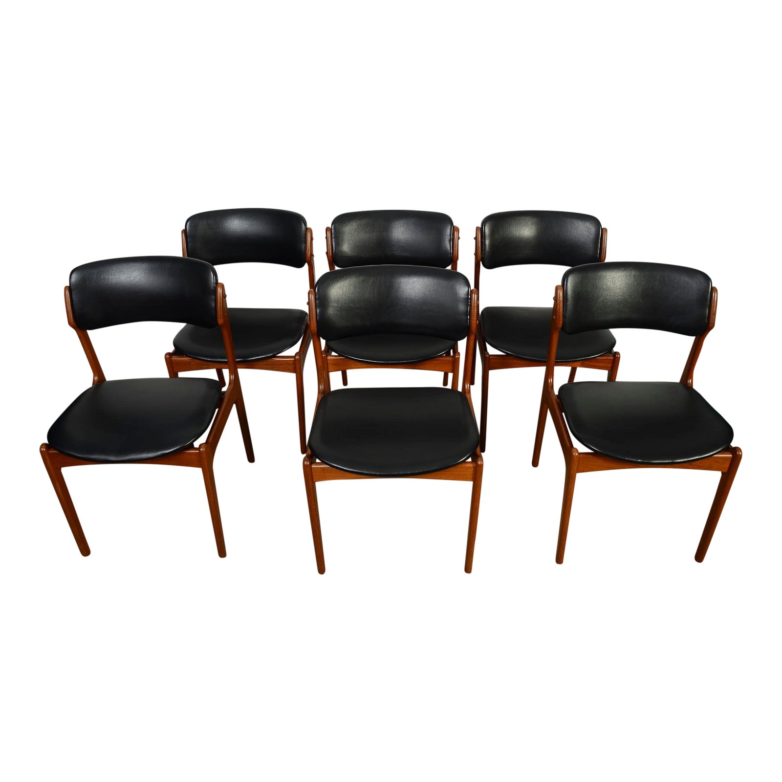 Pottery Barn Fireplace Screen New 1960s Vintage Erik Buch Danish Modern Od Mobler Model 49 Black Leather Teak Dining Chairs Set Of 6