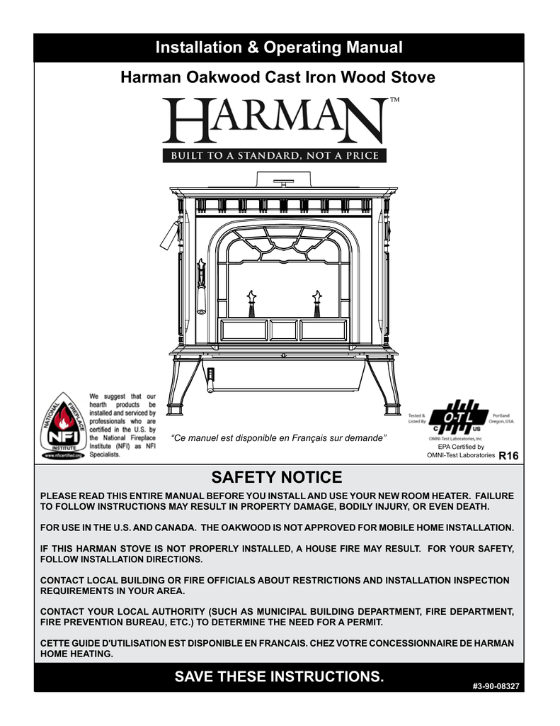 Harman Oakwood Cast Iron Wood Stove SaFetY nOtICe 1 b bbf8a020cae3173b9cfd8a42