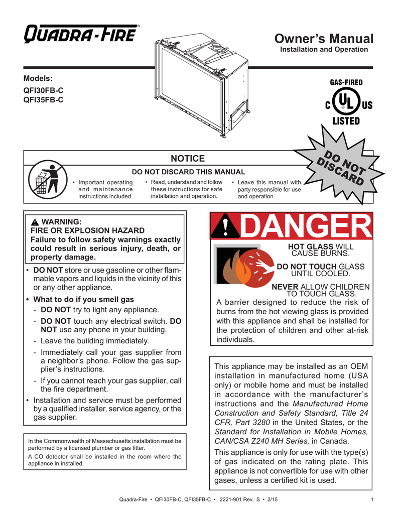 Quadra Fire Gas Fireplace Fresh Quadra Fire Qfi35fb C Owner S Manual