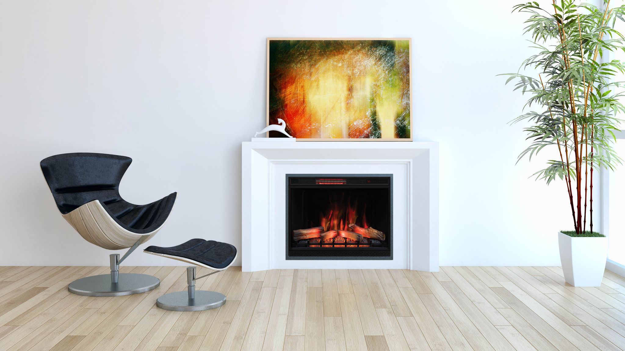 Real Flame Electric Fireplace Insert Elegant 33" Led 3d Infrared Insert Classic Flame
