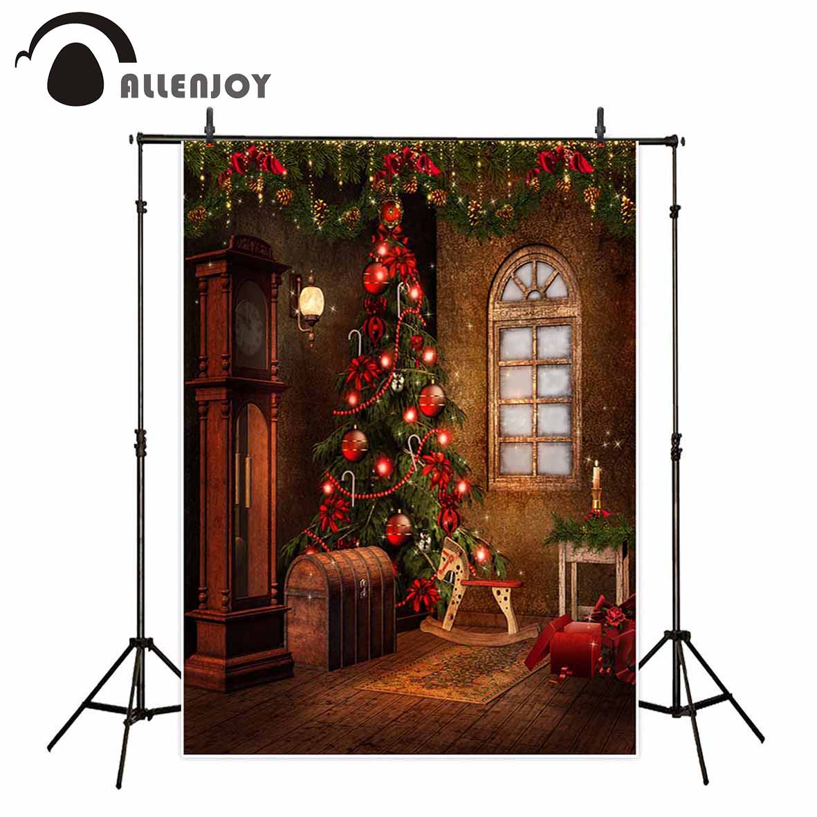 Allenjoy background photo studio Christmas kids room tree vintage window backdrop printed portrait shooting puter printing