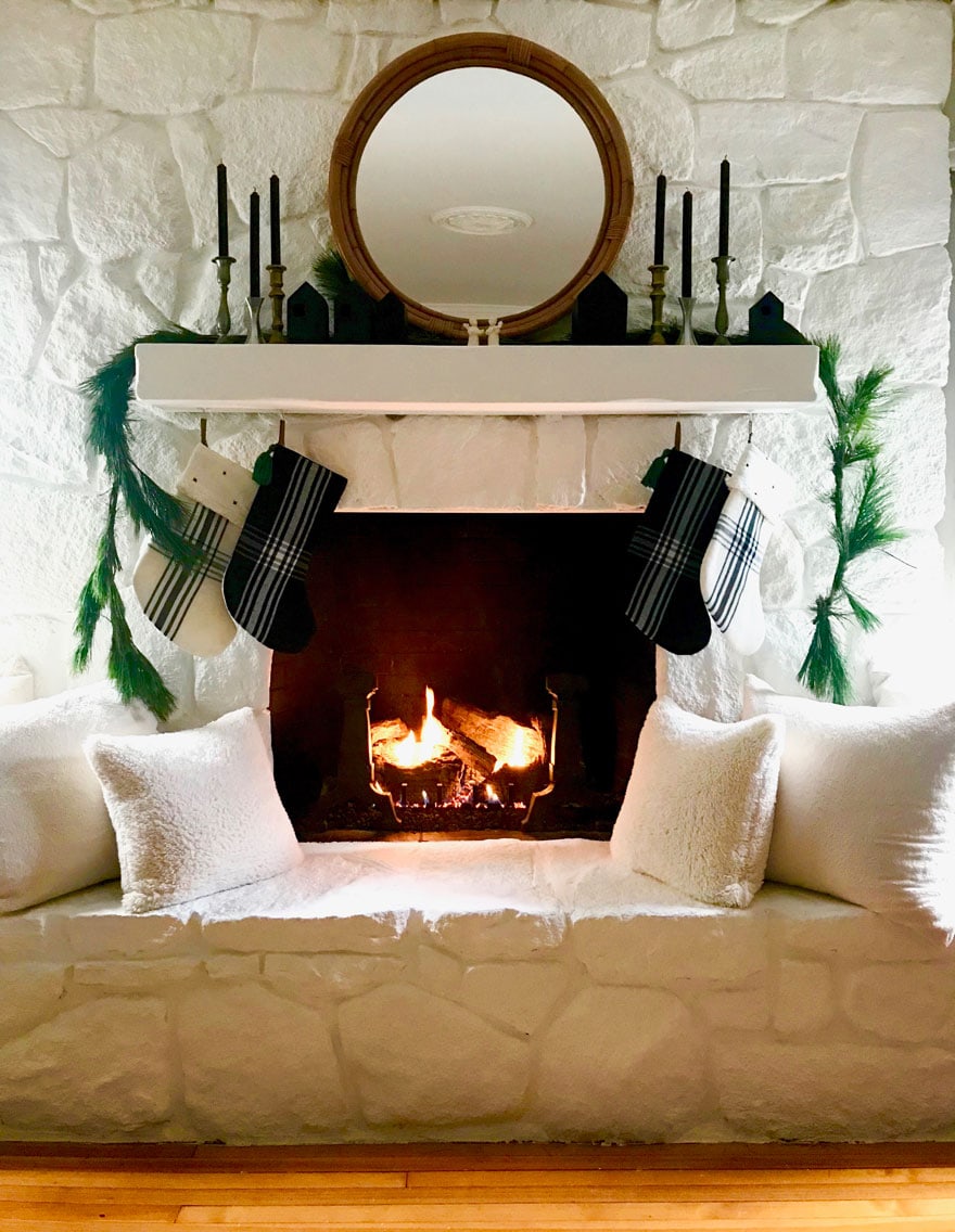 painted stone fireplace mantel white chalk paint