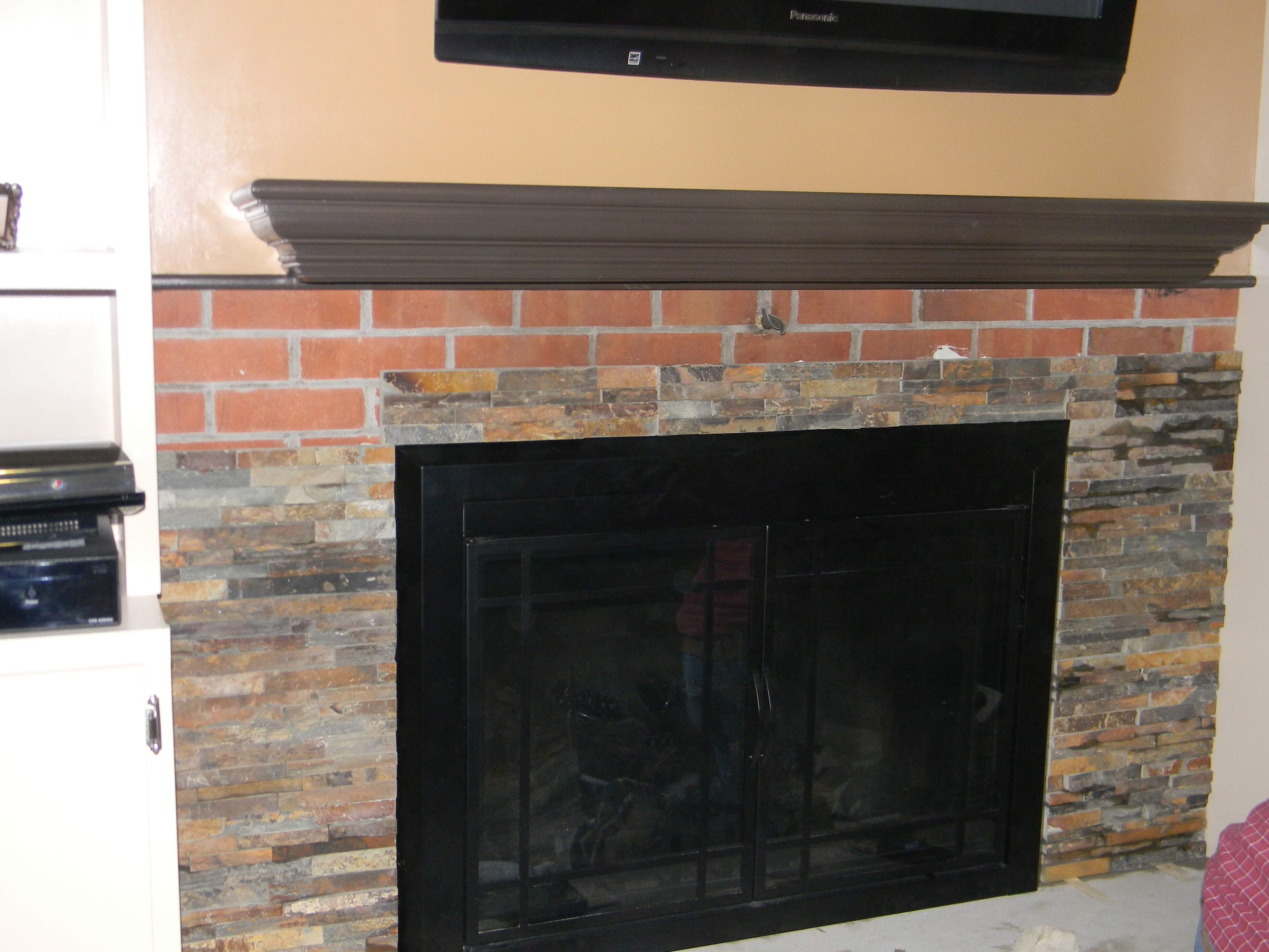 Refacing Fireplace with Stone Fresh Covering Brick Fireplace Charming Fireplace