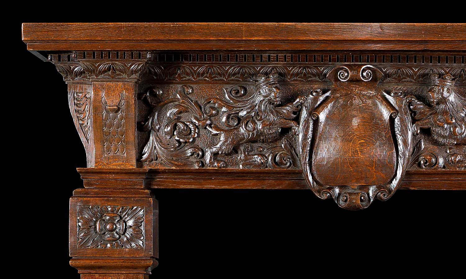 Renaissance Fireplace Elegant Antique Oak English Renaissance Style Carved Fireplace