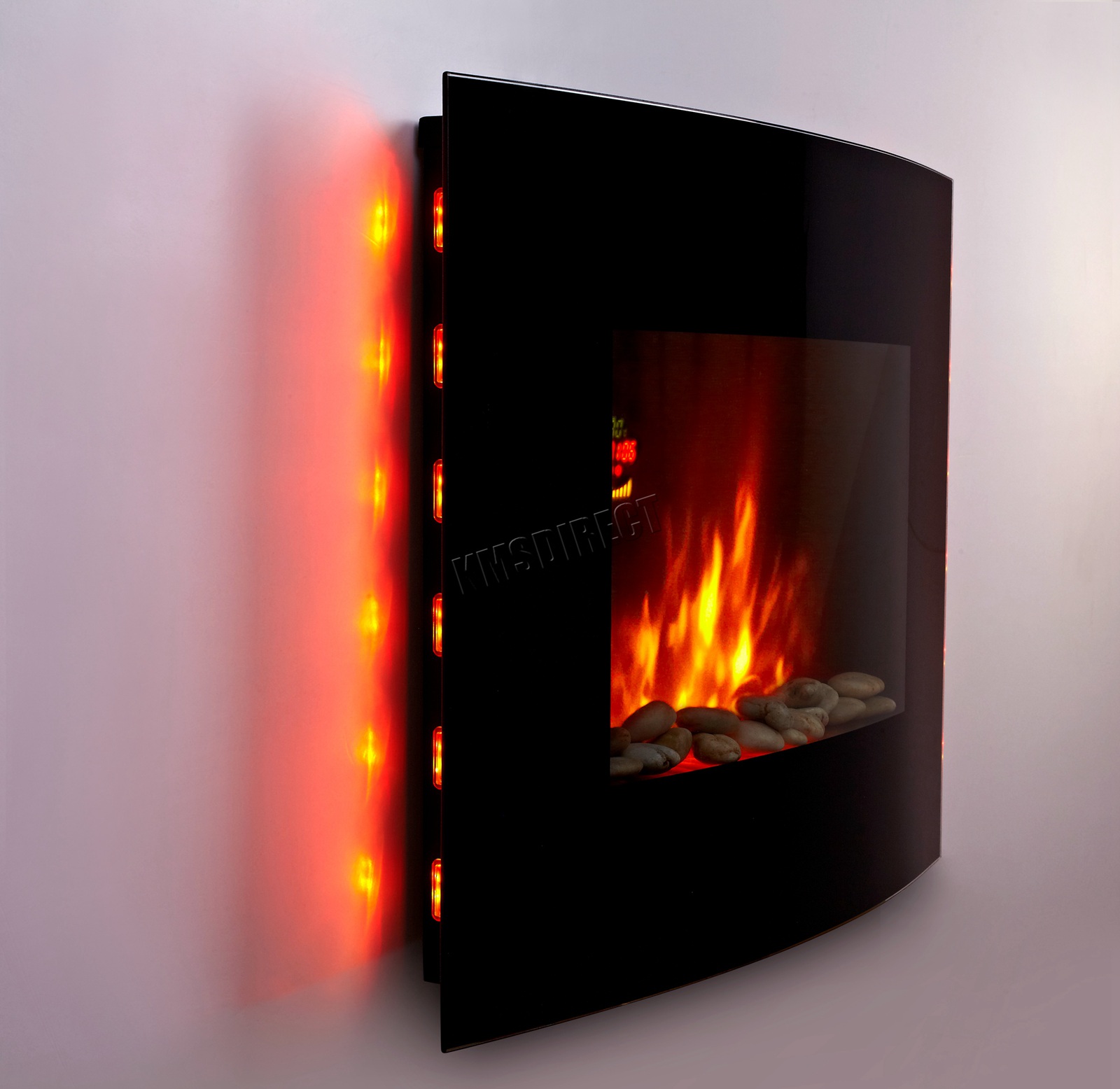 Details about Wall Mounted Electric Fireplace Glass Heater Fire Remote Control LED Backlit New FIREPLACE LED BACKLIT VAR KMSWM0016
