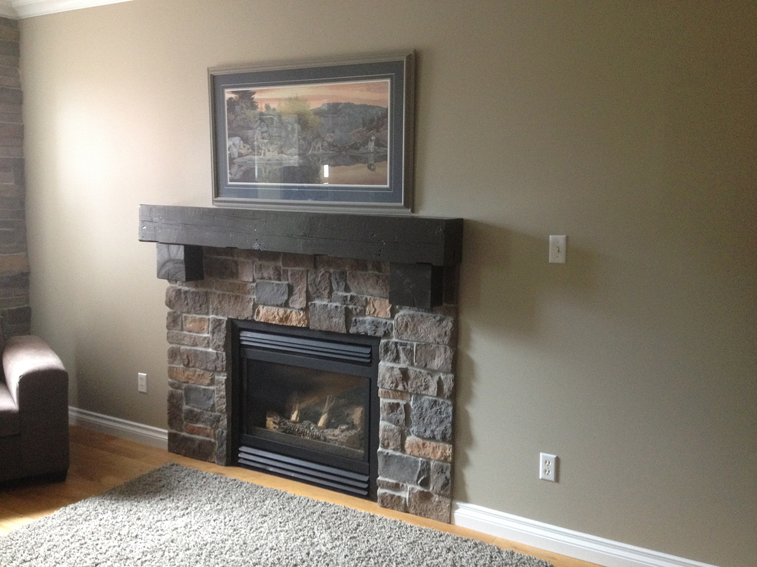 Wood Plank Fireplace after