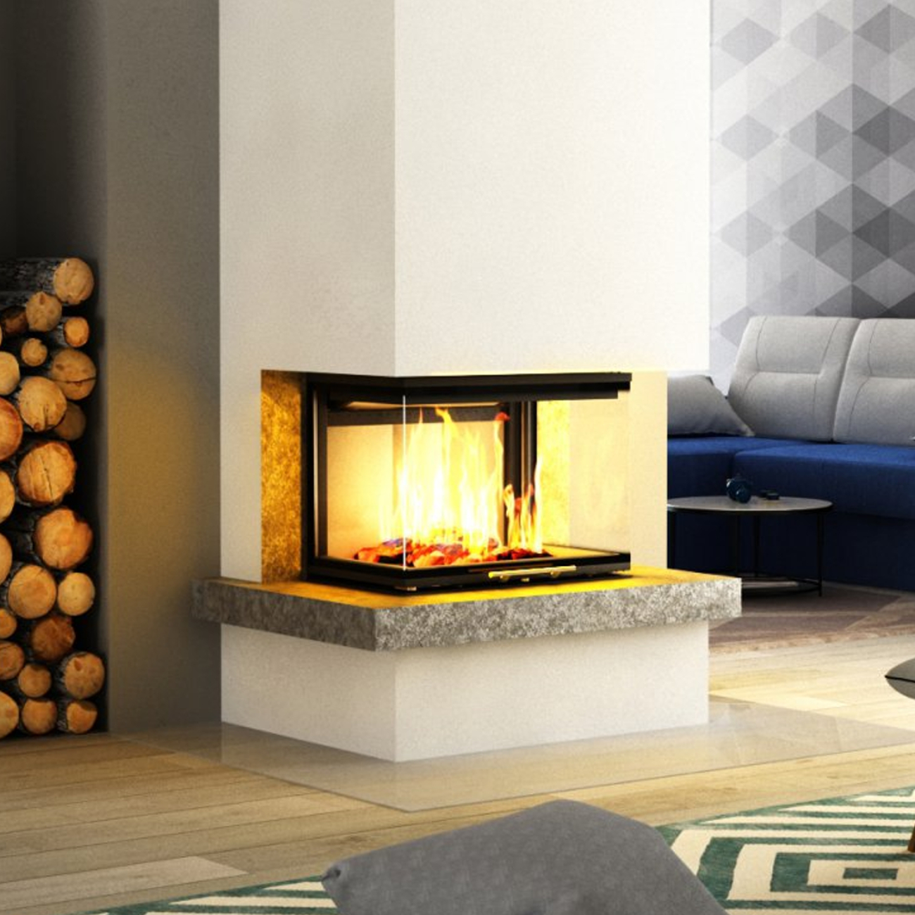 Royal Fireplace New Kaminbausatz Royal Extra Volcano 3plh 11kw Dreiseitig Mit Hebetür