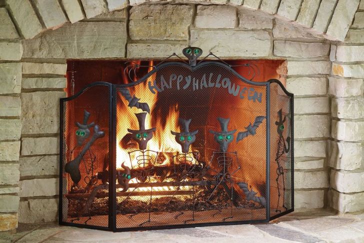 Rustic Fireplace Screen New the Halloween Fireplace Screen Hammacher Schlemmer