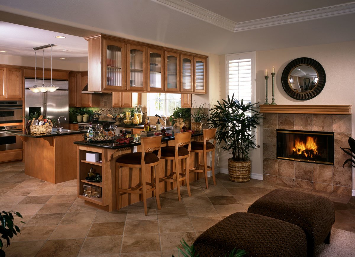 fireplace kitchen