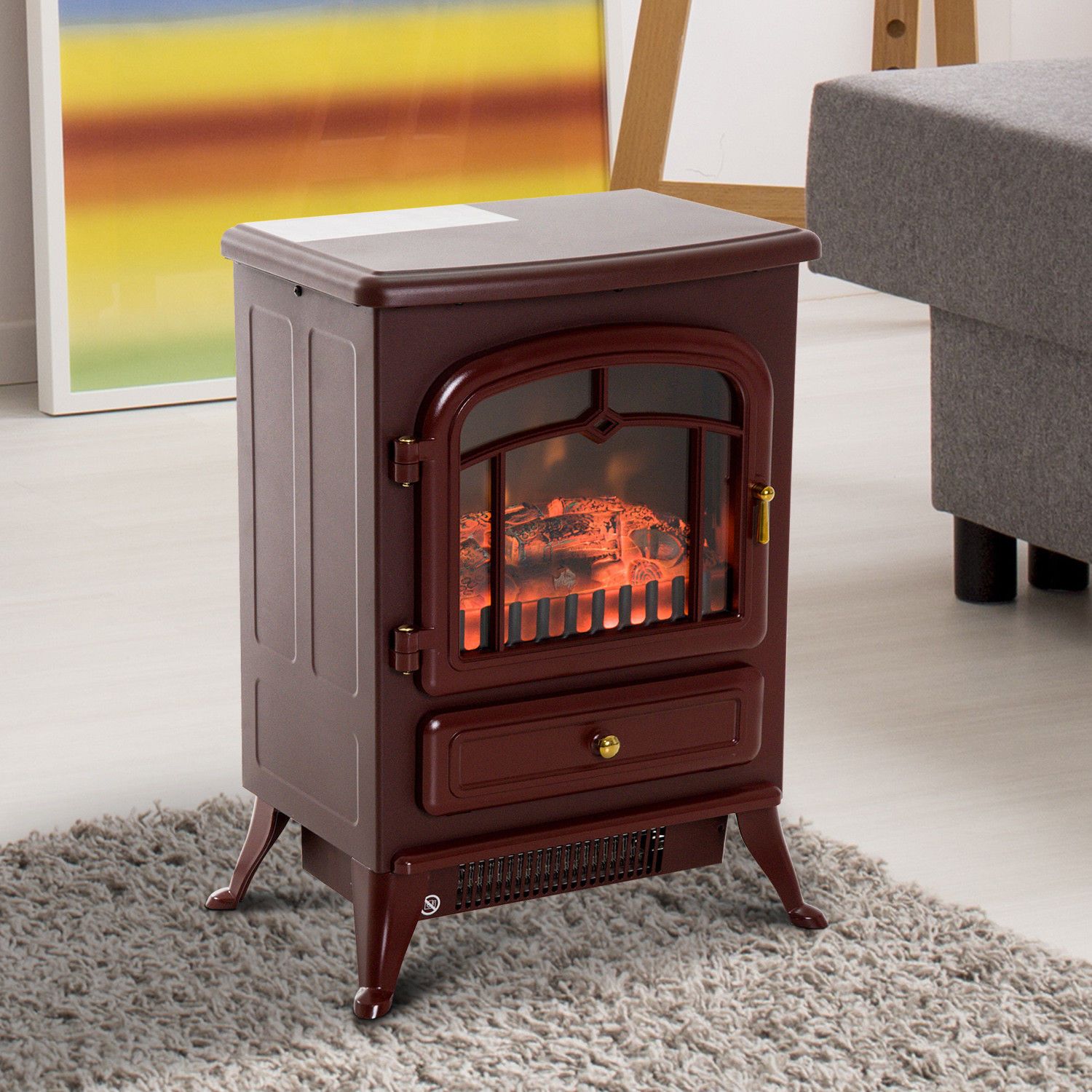 Small Gas Fireplace Stove New Hom 16” 1500 Watt Free Standing Electric Wood Stove