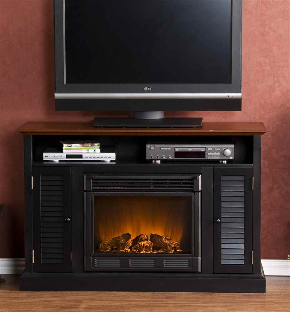 antebellum media electric fireplace in black walnut southern enterprises fe9305 1