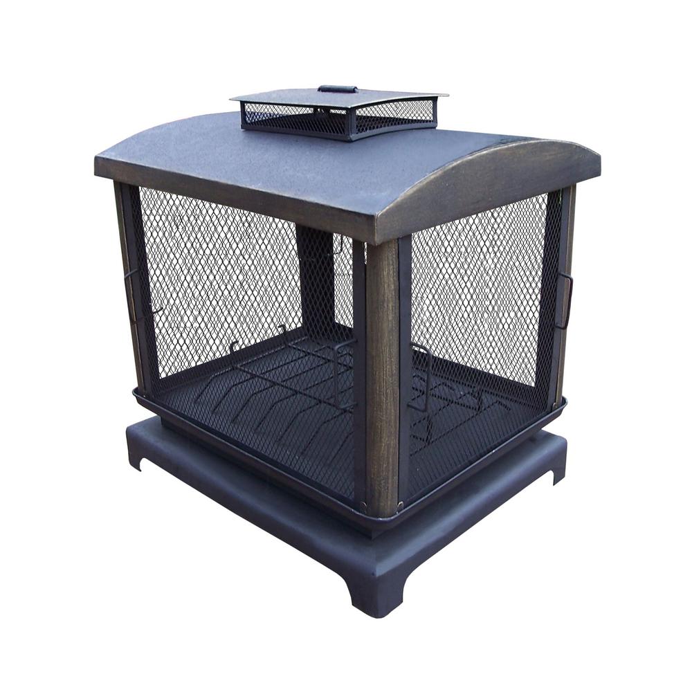 37 in Outdoor Fire Place Pit with 360° View and Full Sides Spark Guard Screens and Door outdoor fireplaces hd8118 bk 64 1000