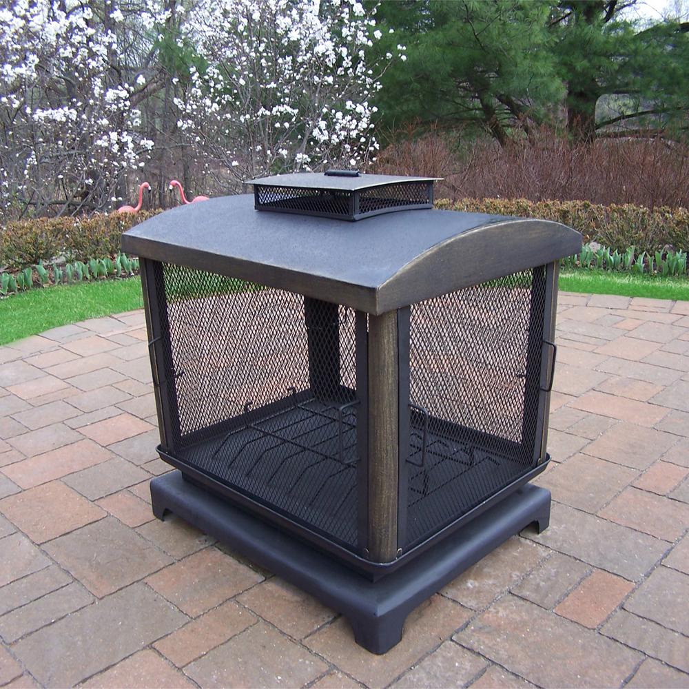 37 in Outdoor Fire Place Pit with 360° View and Full Sides Spark Guard Screens and Door outdoor fireplaces hd8118 bk 31 1000