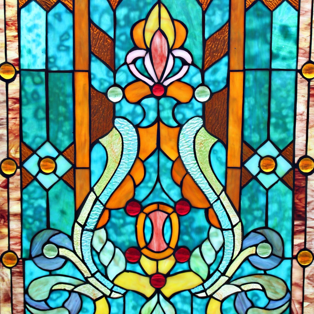 Stained Glass Fireplace Screen Elegant 28"h Tiffany Style Stained Glass Fleur De Lis Fireplace Screen Green 44"w X 28"h