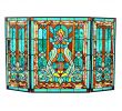 Stained Glass Fireplace Screen Fresh 28"h Tiffany Style Stained Glass Fleur De Lis Fireplace Screen Green 44"w X 28"h