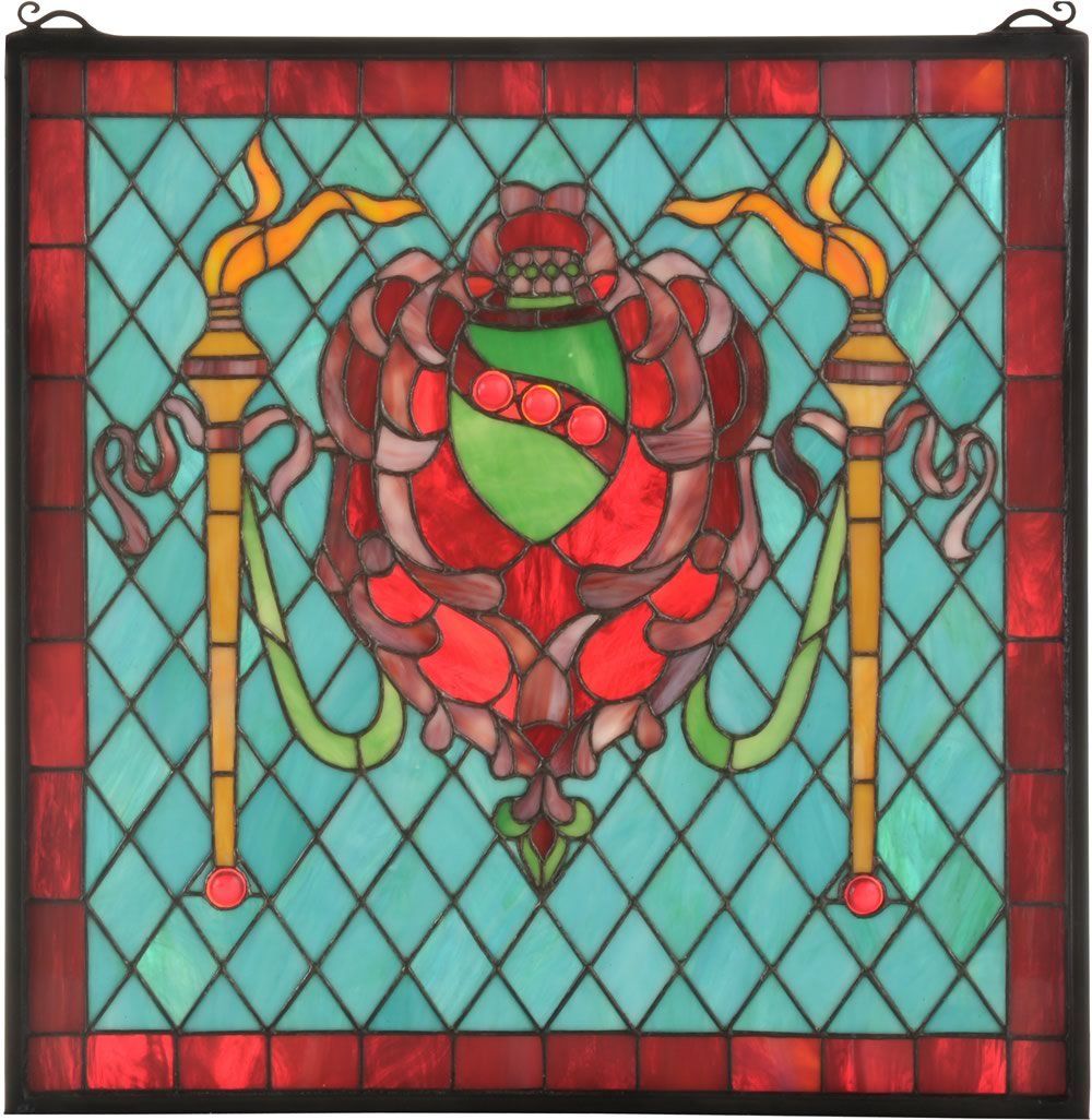 20 inch X 20 inchH Victorian Shield Twin Torch Window 0d aba3eaa9de571eb5eee22fc