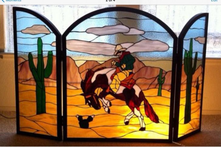 Stained Glass Fireplace Screen Lovely Ride Em Cowboy Fireplace Screen From Delphi Artist