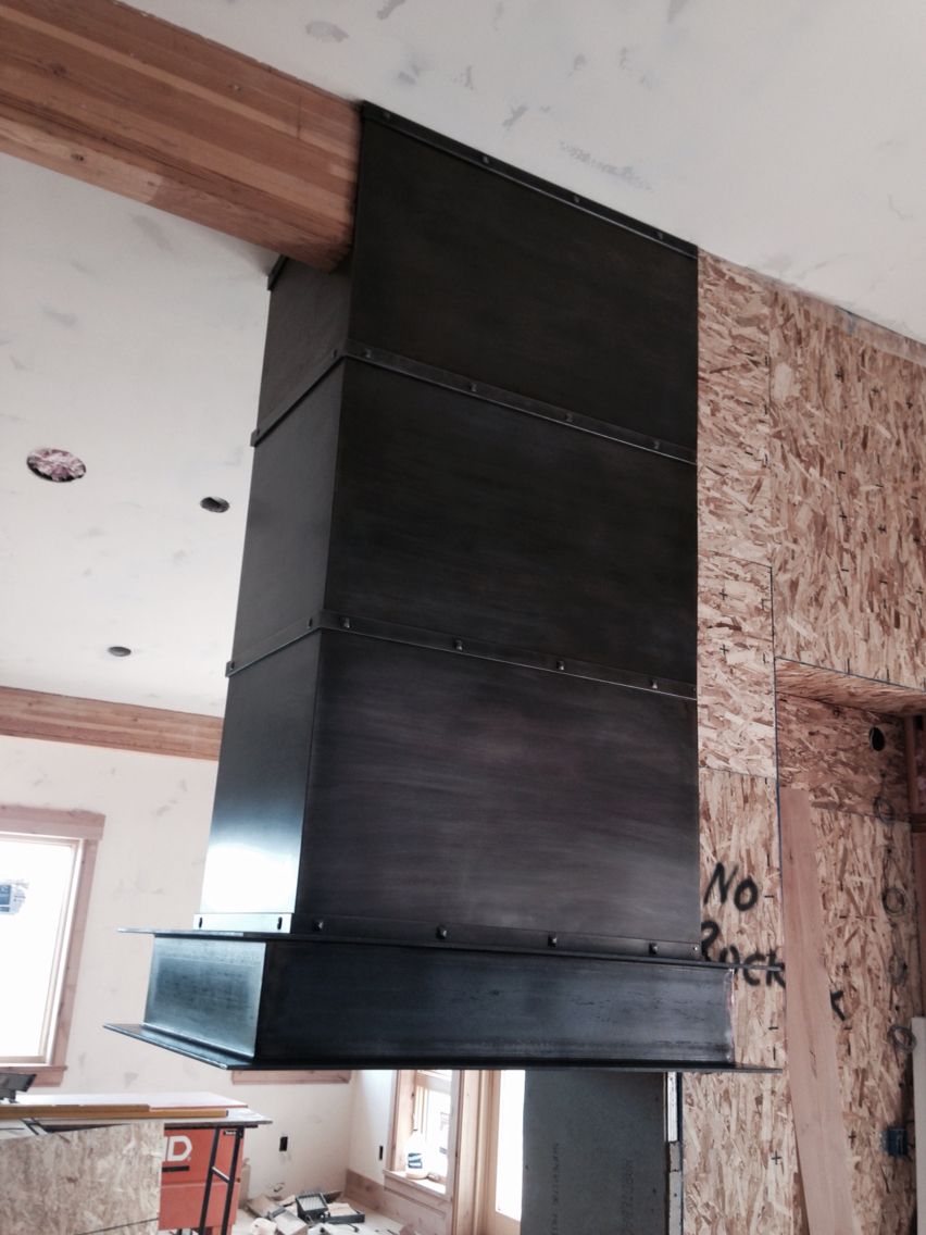 Steel fireplace hood with I beam mantel built by Copper e1ce0d dc21c9d41d509e