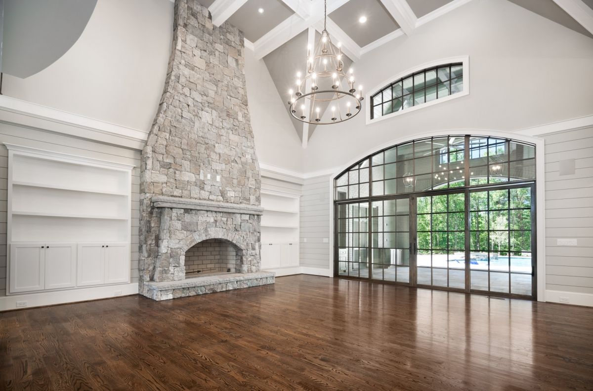 Living room GOALS Floor to ceiling stone fireplace vaulted e3313e411b173fe0ecc3b4749e496a52
