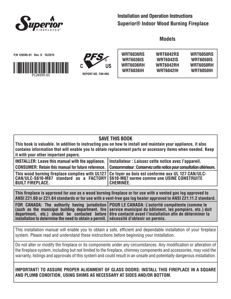 Superior Gas Fireplace Manual Beautiful Pfs Us C Superior Indoor Wood Burning Fireplace