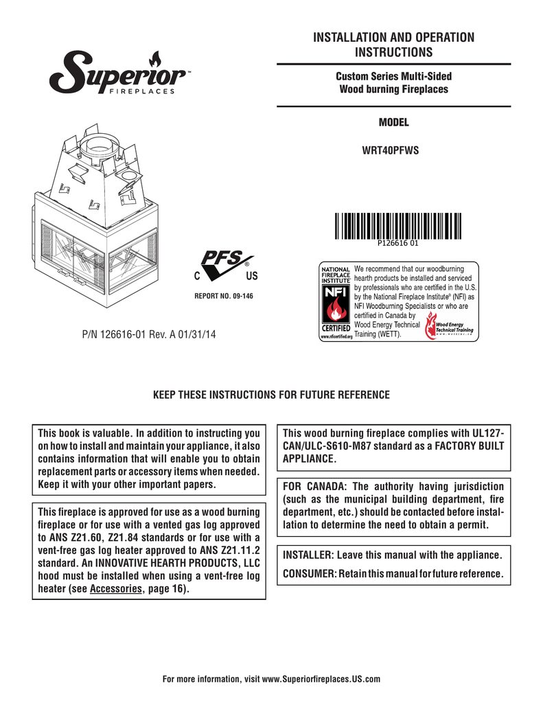 Astria Monterey Superior WRT40P Fireplace Owner s Manual 1 0e5cfa7ff6fd d7ba32a664e26c
