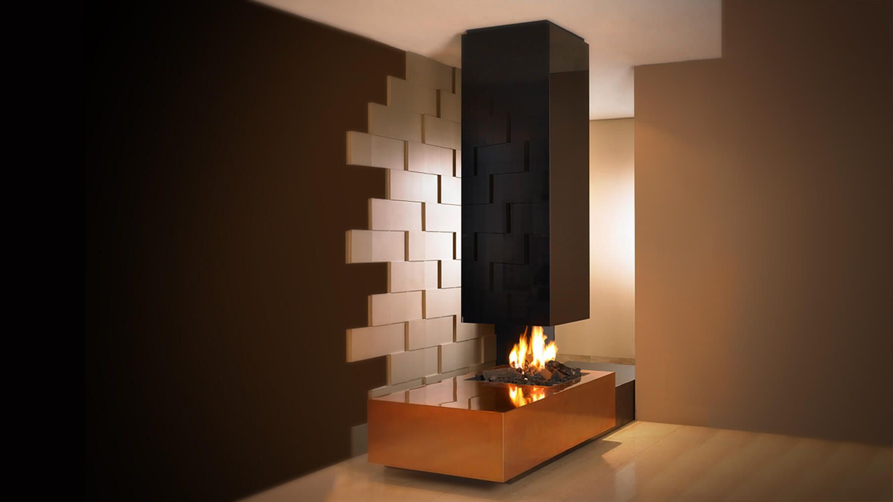 Suspended Fireplace Awesome 67 Black Gold Fireplace In 2019