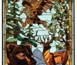 Tiffany Fireplace Screen Elegant Wilderness Stained Glass Panel Caas Collectibles