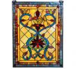 Tiffany Fireplace Screen Lovely River Of Goods 24 In Stained Glass Fiery Hearts and Flowers
