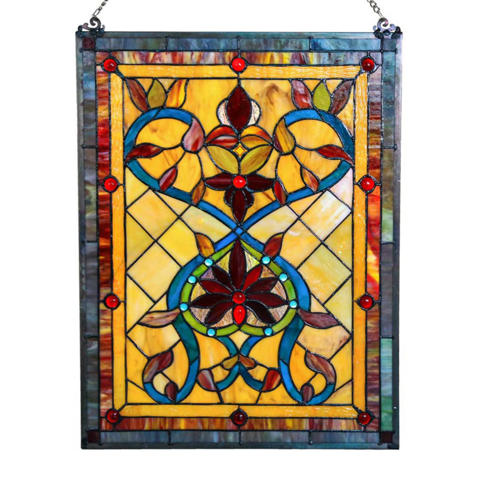 Tiffany Fireplace Screen Lovely River Of Goods 24 In Stained Glass Fiery Hearts and Flowers