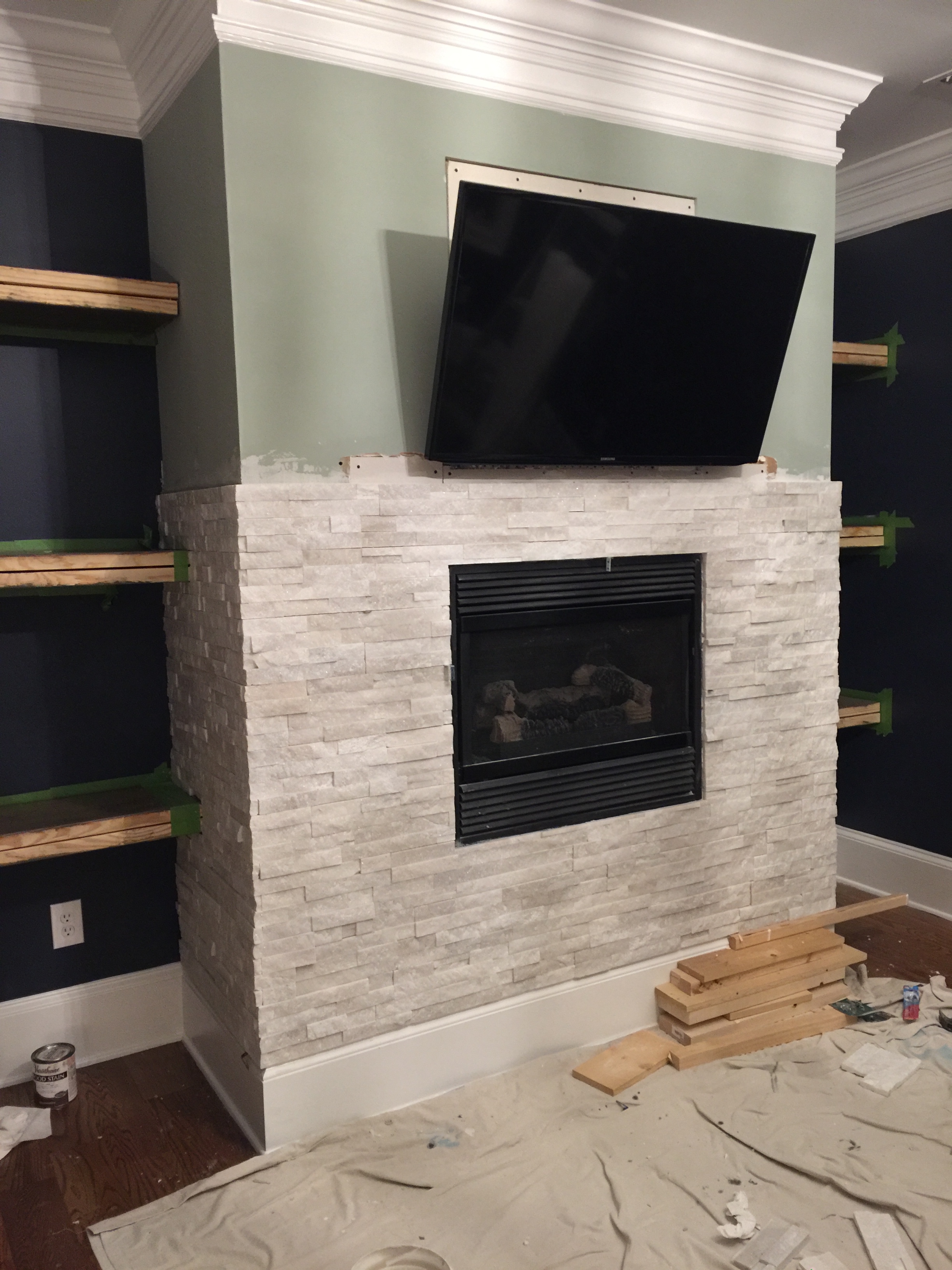 Tile Around Fireplace Ideas New Tiling A Stacked Stone Fireplace Surround Bower Power