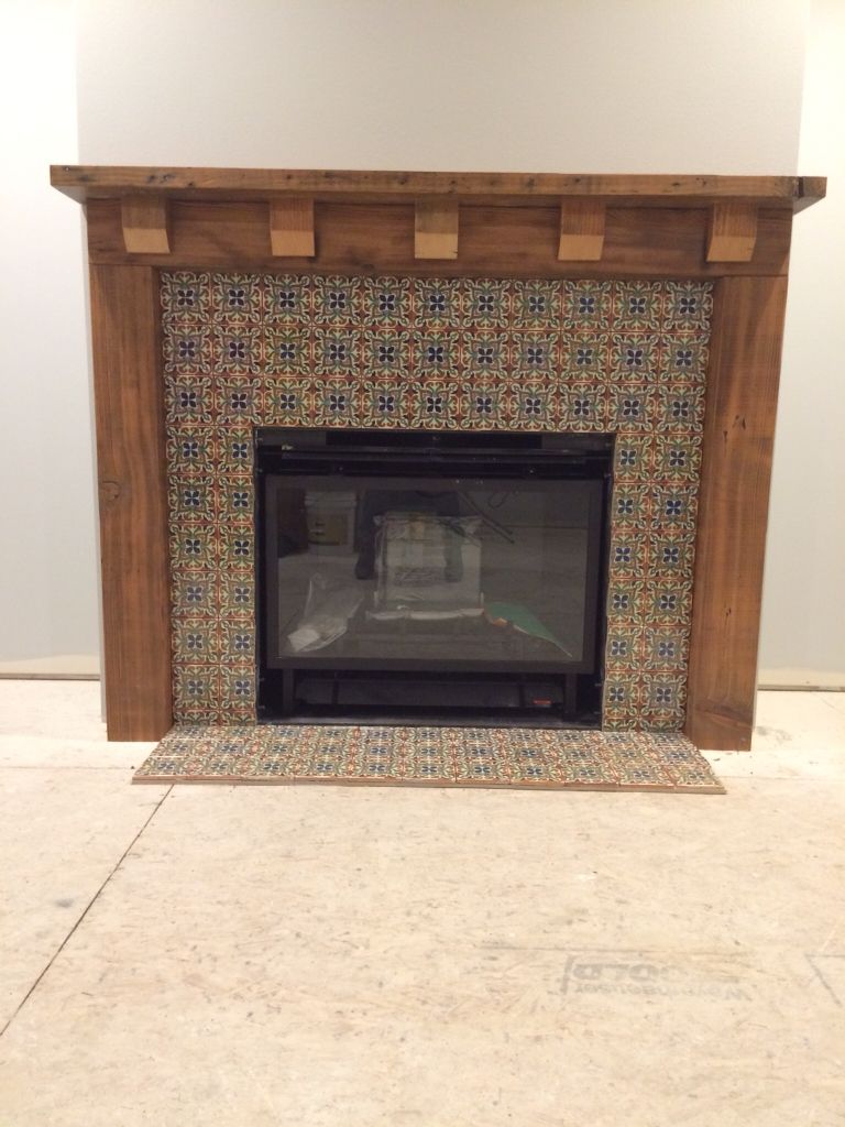 Tiled Fireplaces Images New Fireplace Mantle Of Reclaimed Fir and Mexican Tile