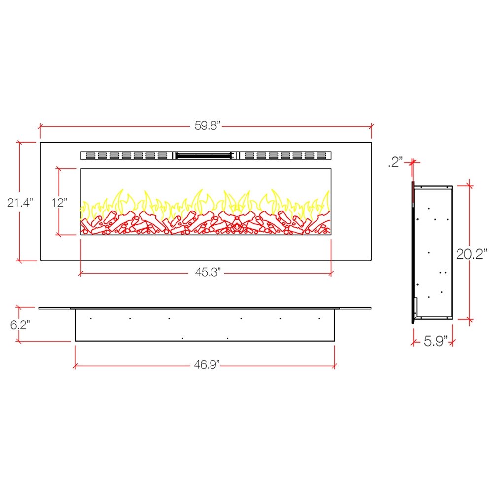 Regal Flame Astoria 60" Pebble Built in Ventless Recessed Wall Mounted Electric Fireplace Better than Wood Fireplaces Gas Logs Inserts Log Sets 61wohCSf1ZL SL1000