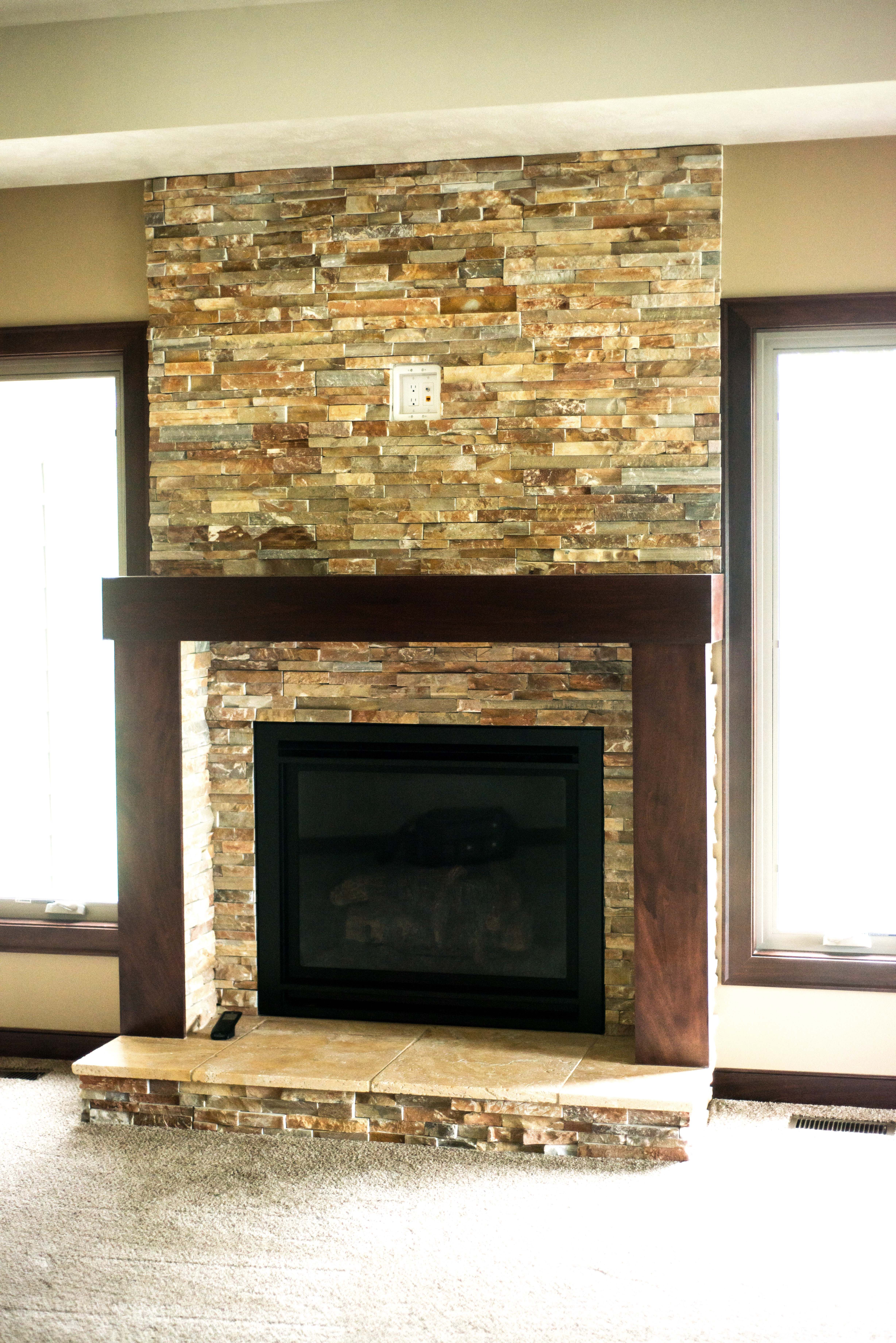 Travertine Fireplace Awesome Stone Fireplace with Wood Mantel Shelf