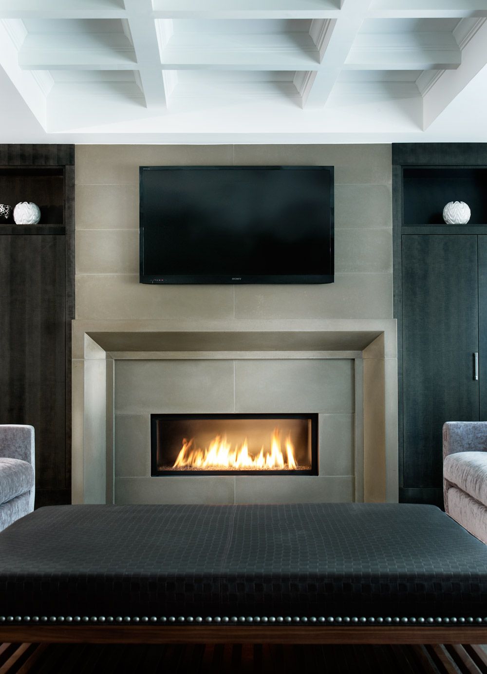 Tv Above Fireplace Heat Elegant Modern Concrete Fireplaces Countertops Cladding