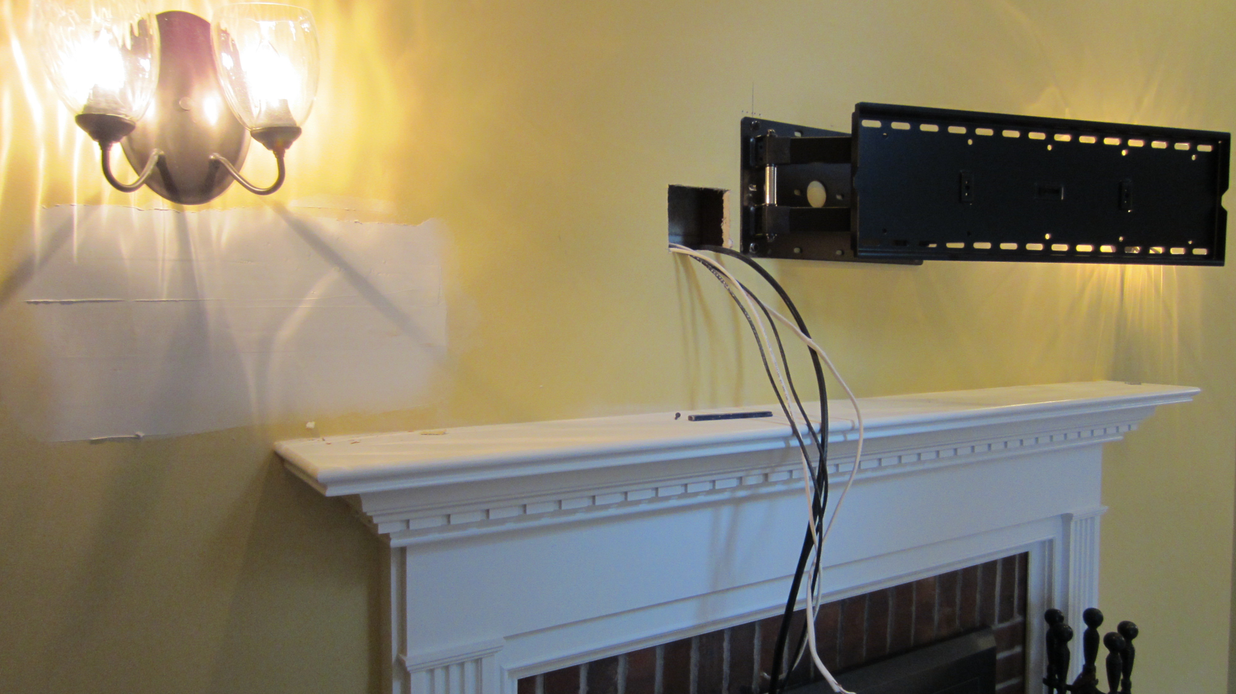 Hiding Wires For Wall Mounted Tv Over Fireplace &XS85 norwalk ct tv mounted over fireplace with all wires concealed img 1081
